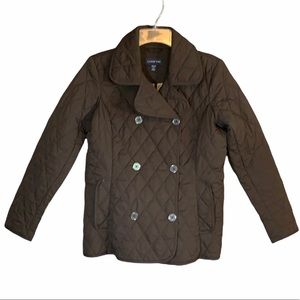 Lands’ End Quilted Double Breasted Brown Jacket XS